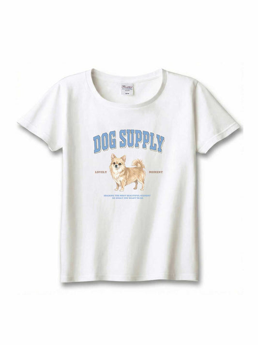 DOG SUPPLY　ロングコートチワワ（毛色：クリームホワイト）｜ヘビーウェイトTシャツ