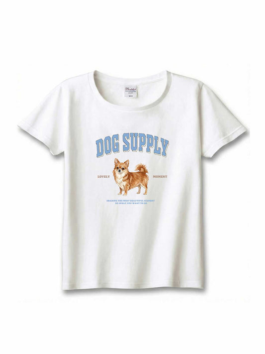 DOG SUPPLY　ロングコートチワワ（毛色：レッドフォーン）｜ヘビーウェイトTシャツ