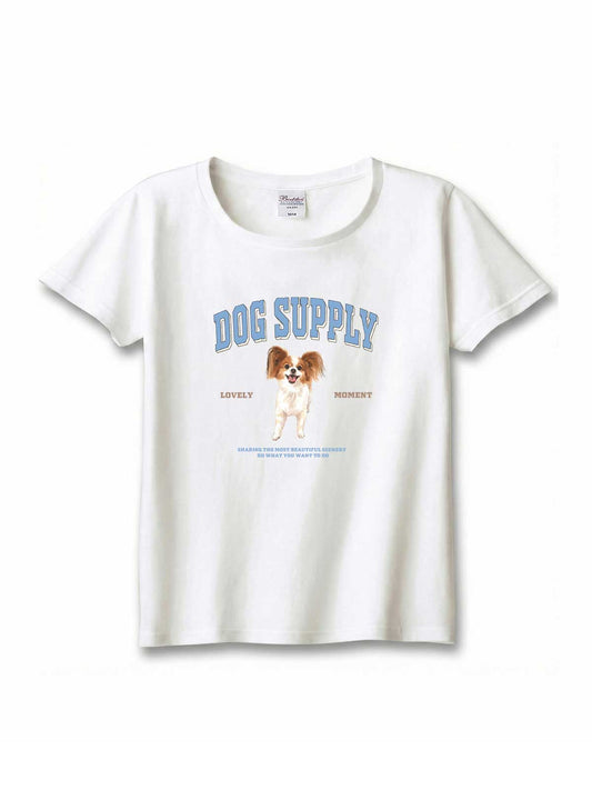 DOG SUPPLY　パピヨン（毛色：ホワイト＆レッド）｜ヘビーウェイトTシャツ