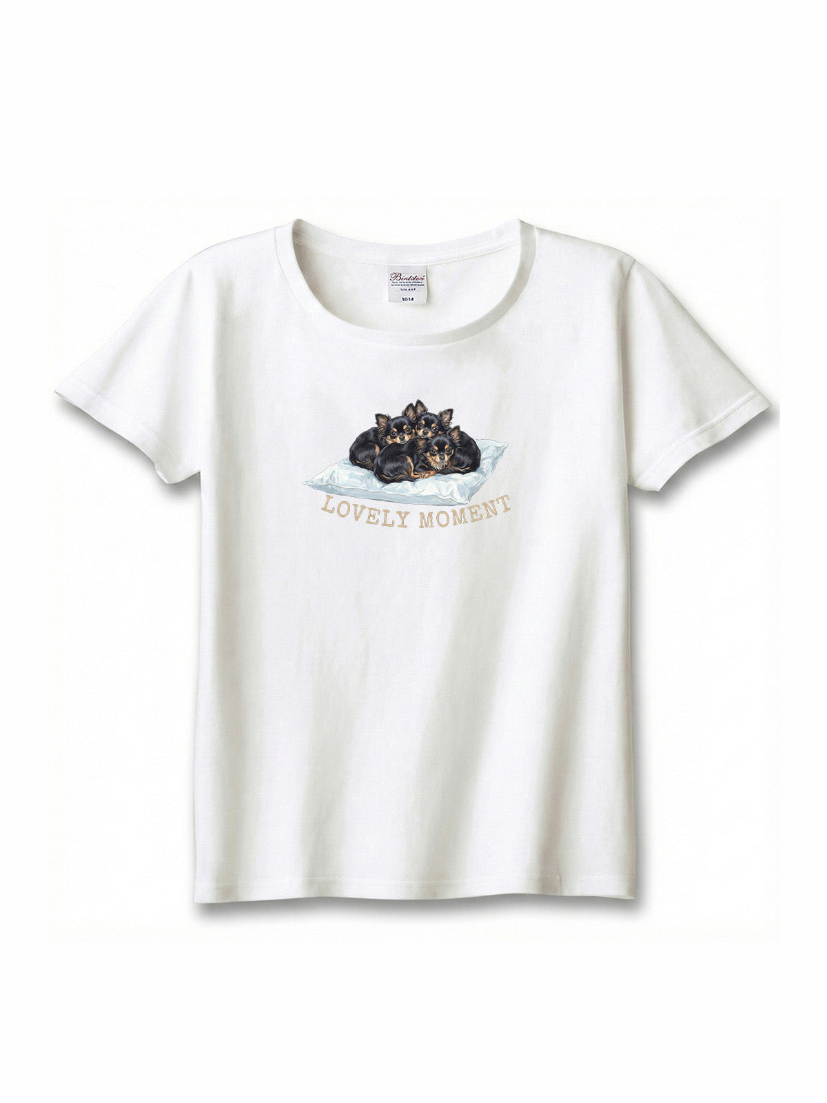 LOVELY MOMENT（子犬3匹）　ロングコートチワワ（毛色：ブラックタン）｜ヘビーウェイトTシャツ