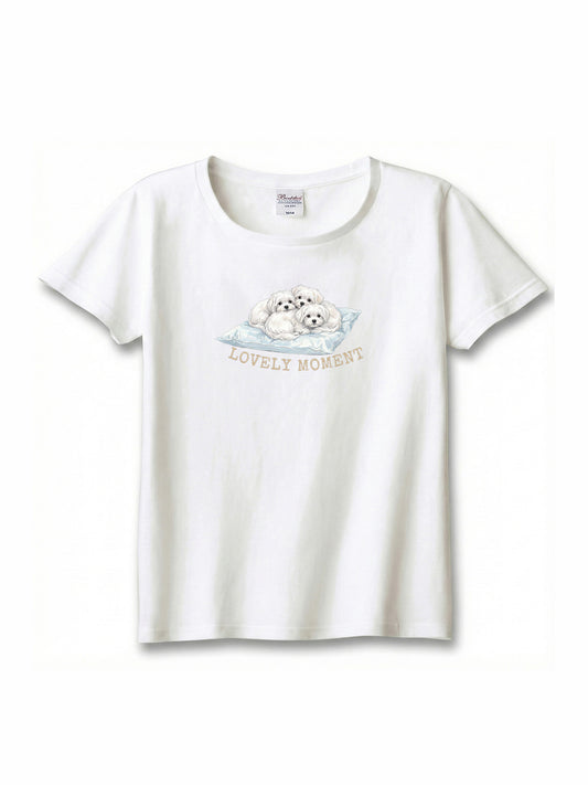 LOVELY MOMENT（子犬3匹）　マルチーズ（毛色：ホワイト）｜ヘビーウェイトTシャツ