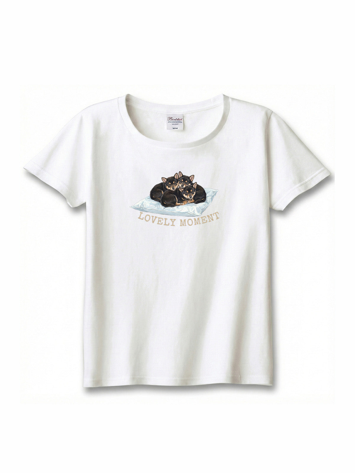 LOVELY MOMENT（子犬3匹）　豆柴（毛色：黒柴）｜ヘビーウェイトTシャツ