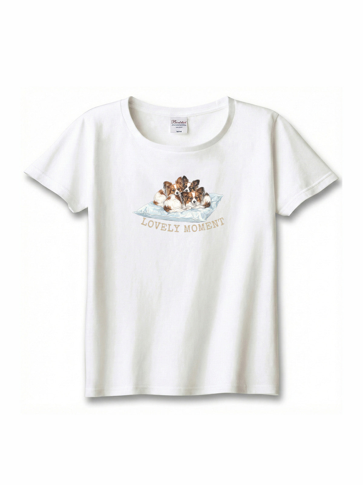 LOVELY MOMENT（子犬3匹）　パピヨン（毛色：ホワイト＆セーブル）｜ヘビーウェイトTシャツ