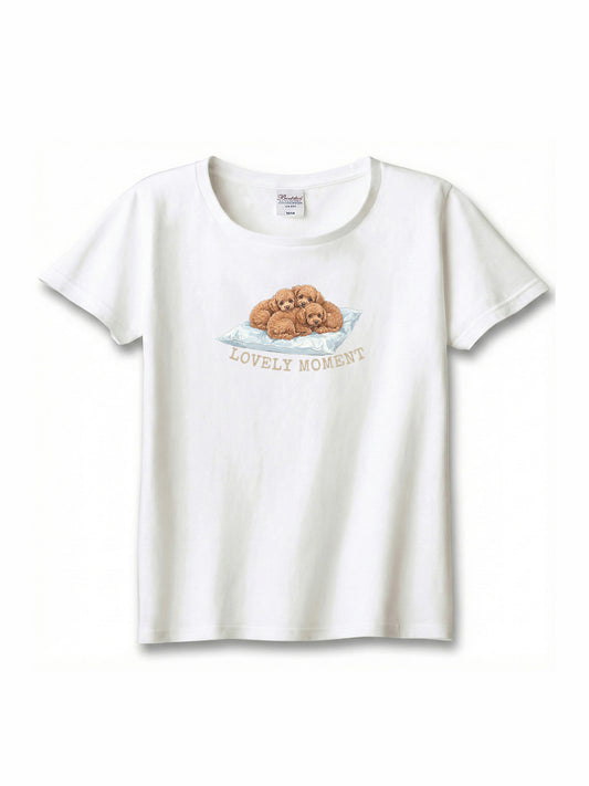 LOVELY MOMENT（子犬3匹）　トイプードル（毛色：レッドフォーン）｜ヘビーウェイトTシャツ