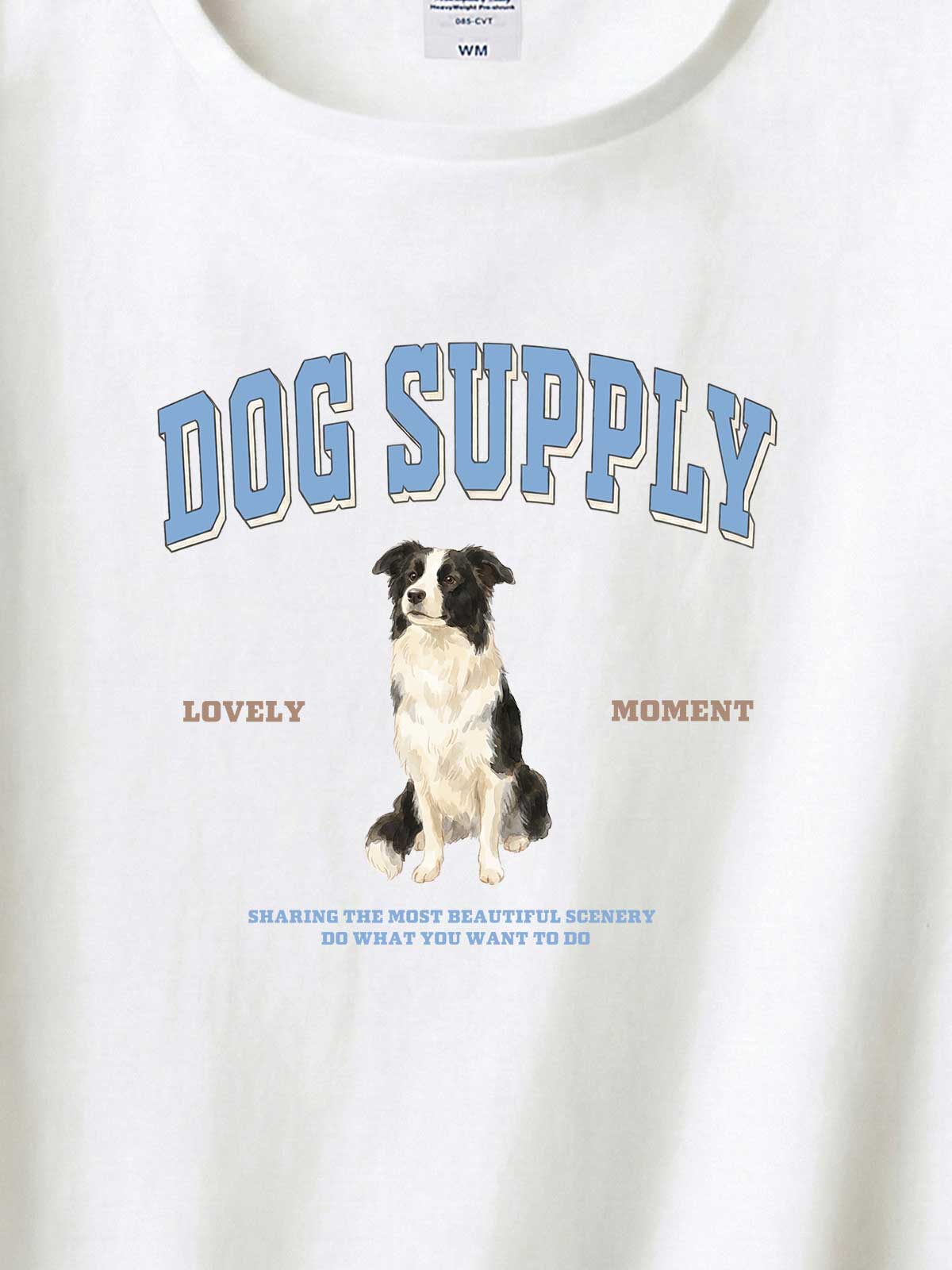 DOG SUPPLY　ボーダーコリー（毛色：ブラック＆ホワイト）｜ヘビーウェイトTシャツ