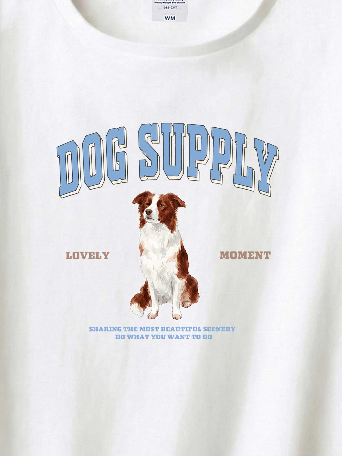 DOG SUPPLY　ボーダーコリー（毛色：レッド＆ホワイト）｜ヘビーウェイトTシャツ