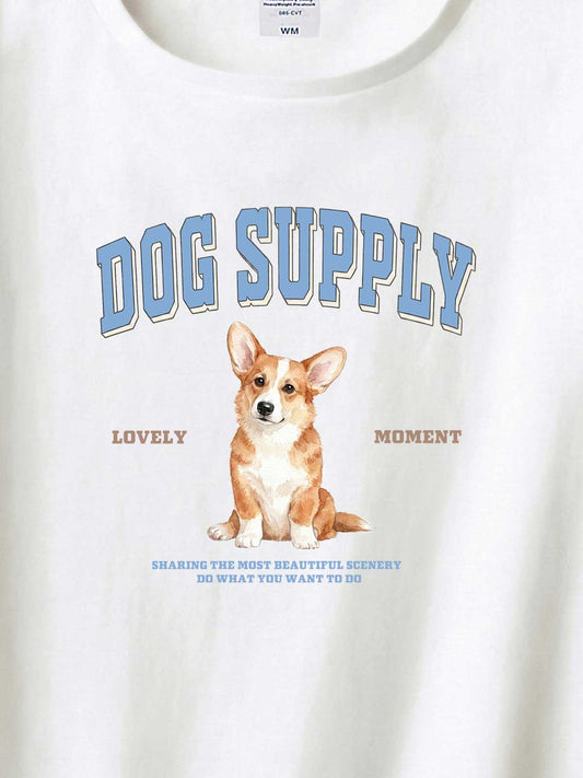 DOG SUPPLY　コーギー（毛色：レッド＆ホワイト）｜ヘビーウェイトTシャツ