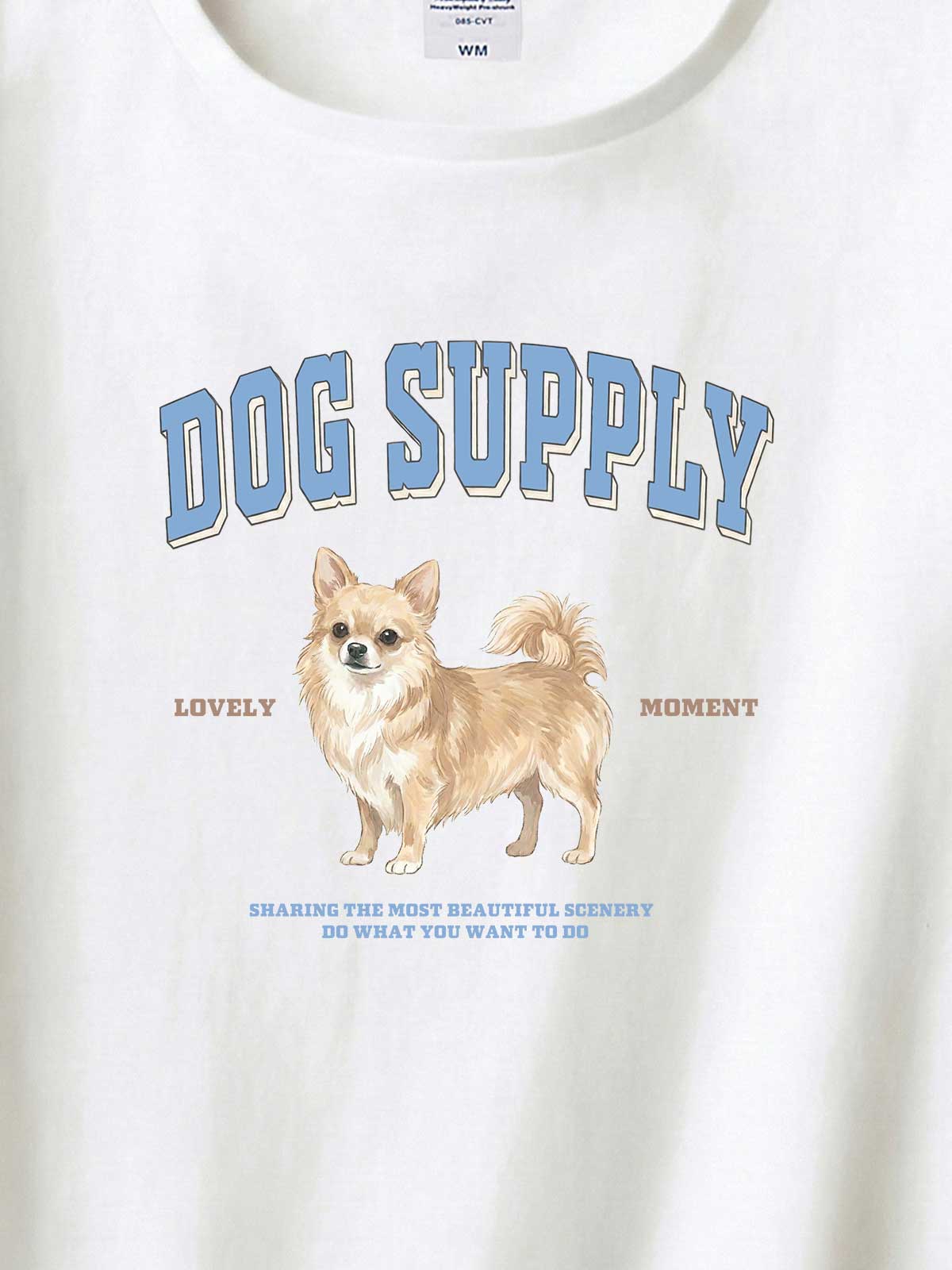 DOG SUPPLY　ロングコートチワワ（毛色：クリームホワイト）｜ヘビーウェイトTシャツ