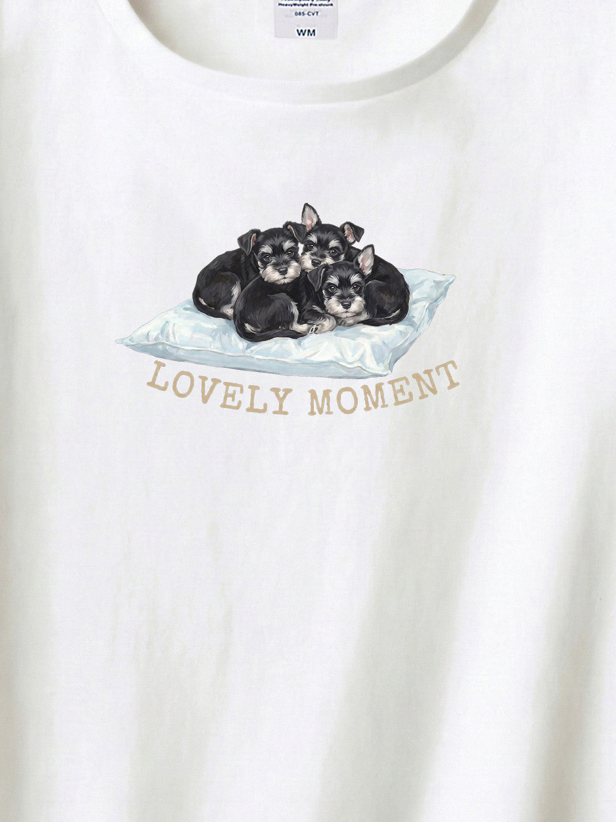 LOVELY MOMENT（子犬3匹）　ミニチュアシュナウザー（毛色：ブラック＆シルバー）｜ヘビーウェイトTシャツ