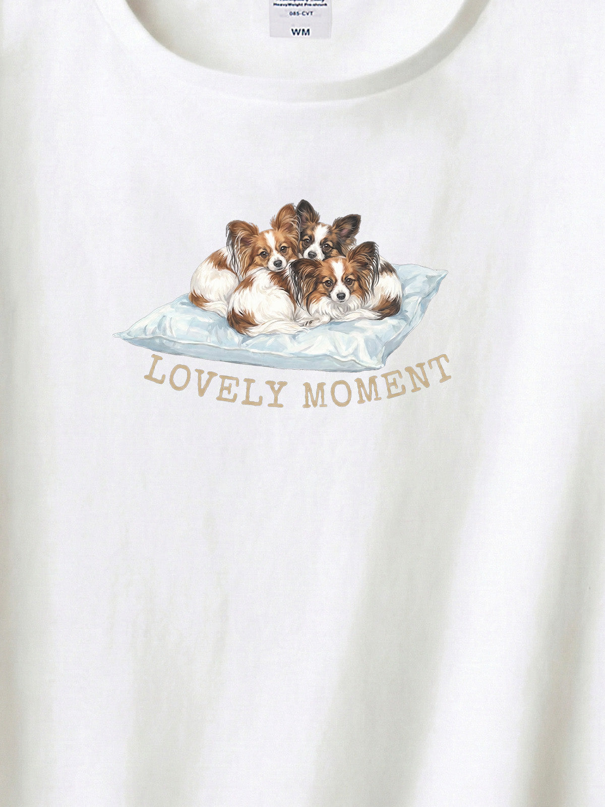 LOVELY MOMENT（子犬3匹）　パピヨン（毛色：ホワイト＆セーブル）｜ヘビーウェイトTシャツ