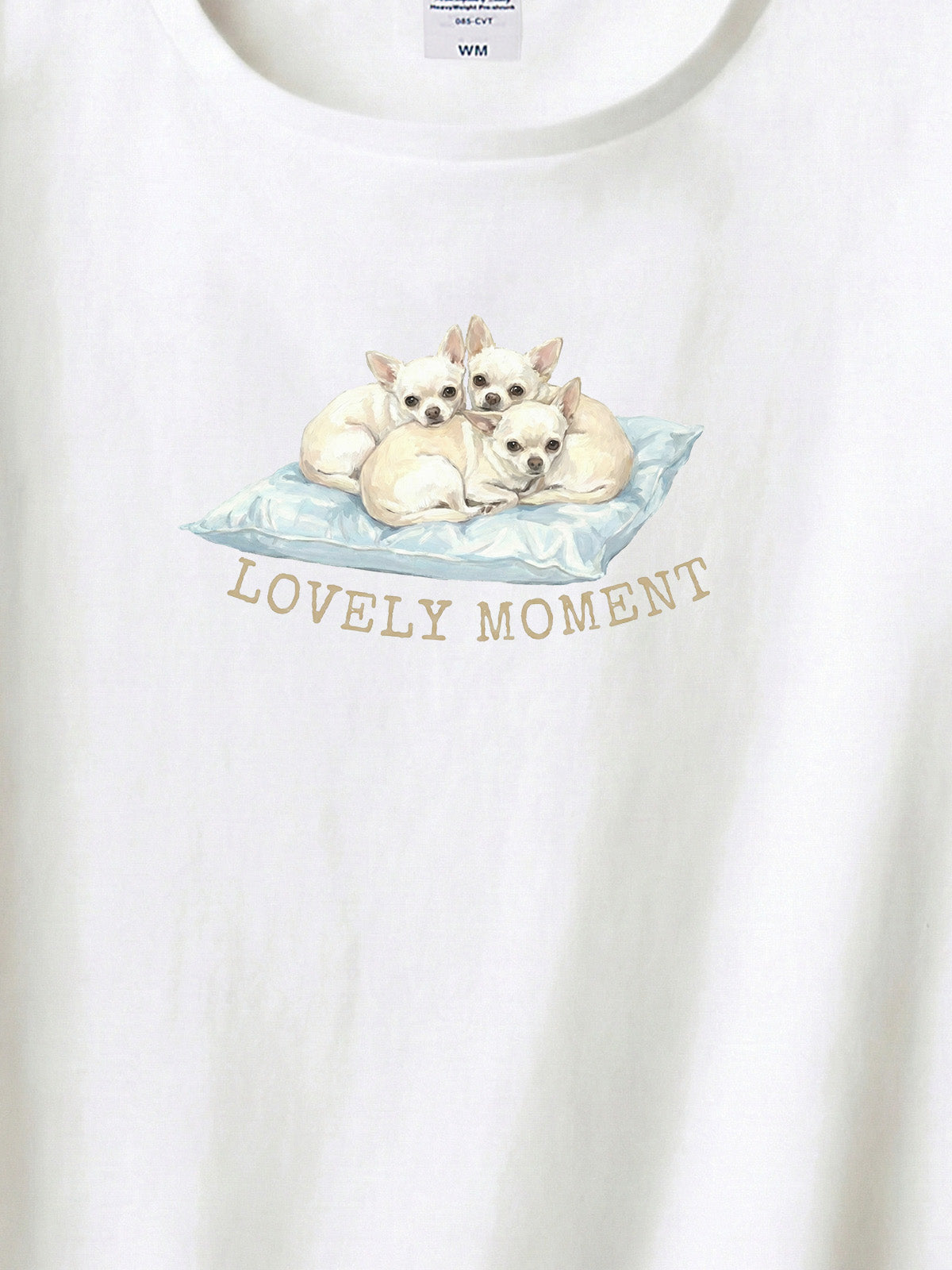 LOVELY MOMENT（子犬3匹）　スムースコートチワワ（毛色：クリーム）｜ヘビーウェイトTシャツ