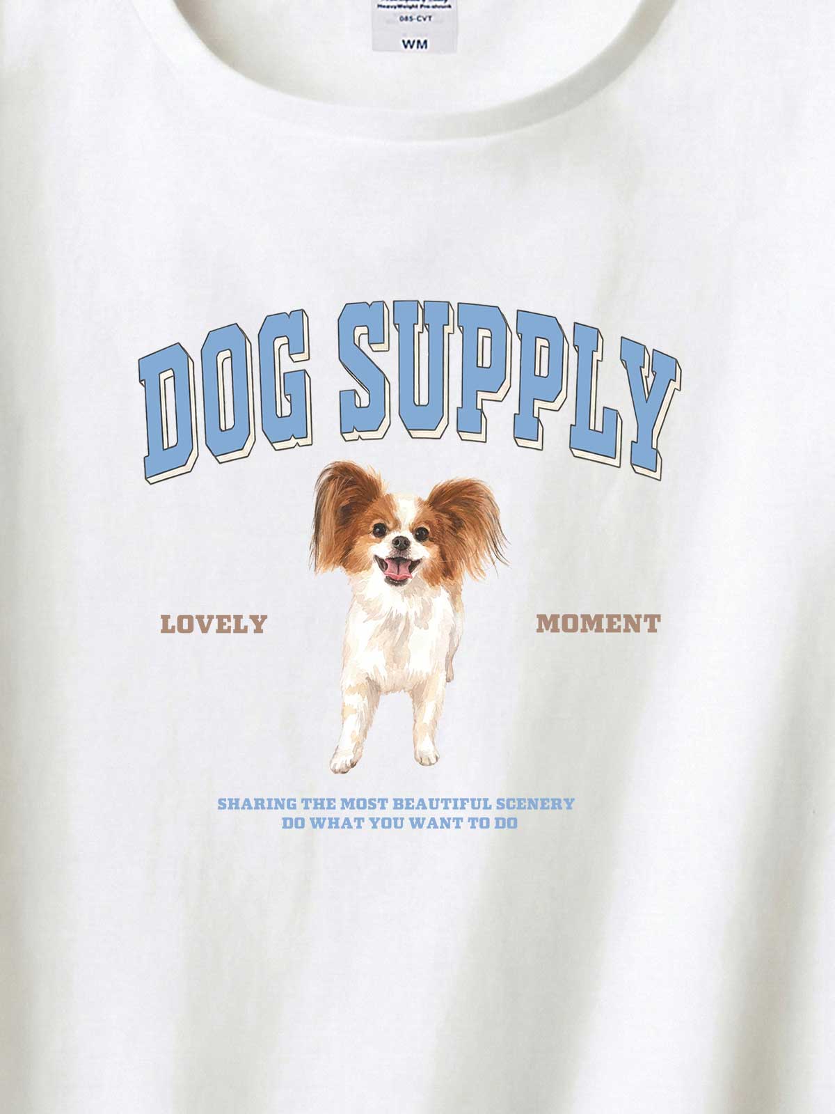 DOG SUPPLY　パピヨン（毛色：ホワイト＆レッド）｜ヘビーウェイトTシャツ