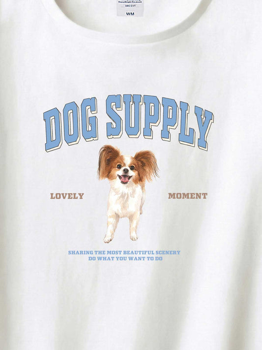 DOG SUPPLY　パピヨン（毛色：ホワイト＆レッド）｜ヘビーウェイトTシャツ